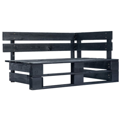 Set Divani in Pallet con Cuscini 4 pz in Pino Impregnato Nero | homemem39