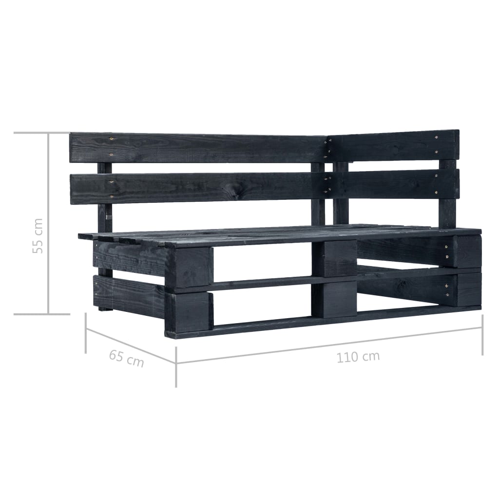 Set Divani in Pallet con Cuscini 4 pz in Pino Impregnato Nero | homemem39