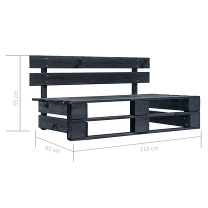 Set Divani in Pallet con Cuscini 6 pz in Pino Impregnato Nero | homemem39
