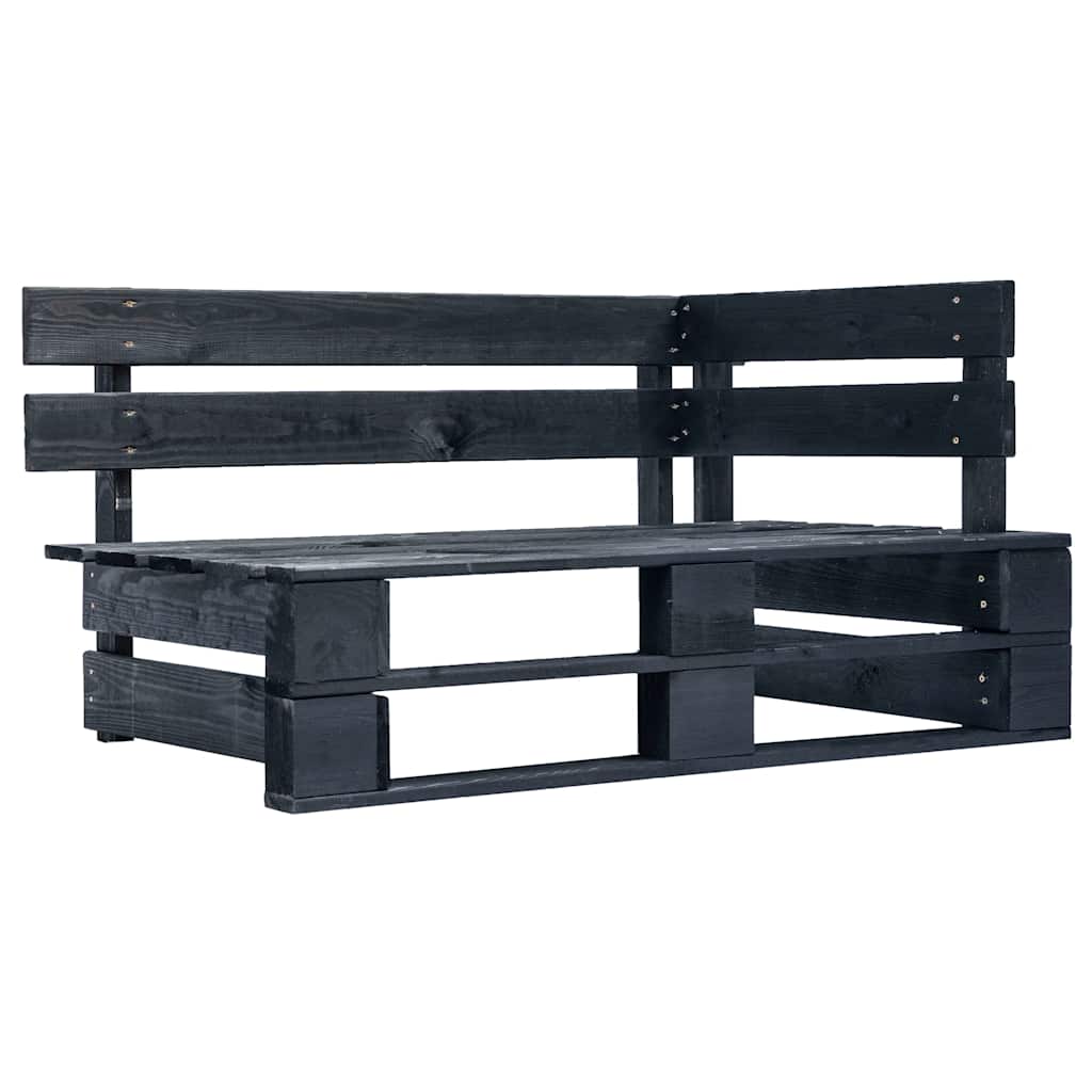 Set Divani in Pallet con Cuscini 6 pz in Pino Impregnato Nero | homemem39