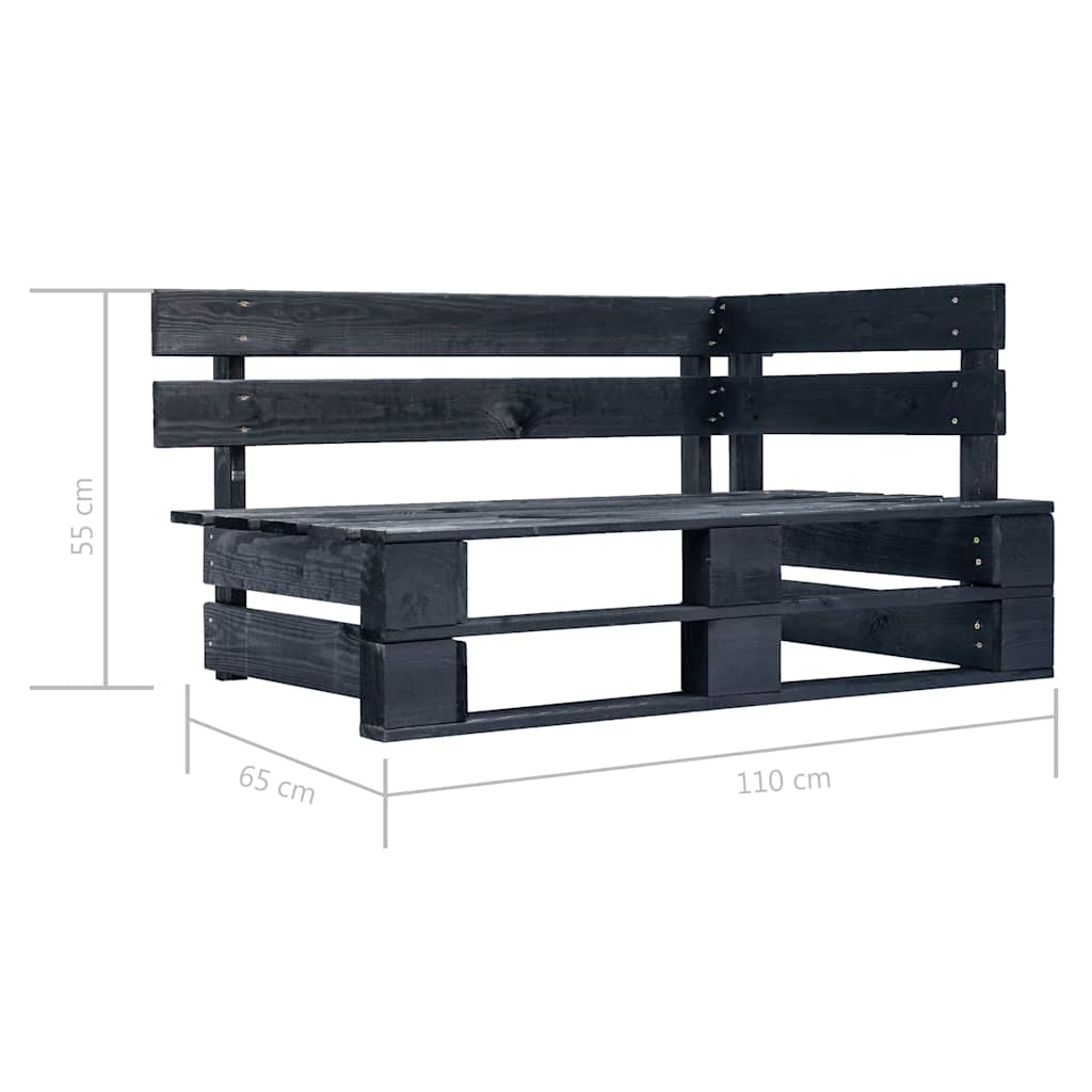 Set Divani in Pallet con Cuscini 6 pz in Pino Impregnato Nero | homemem39