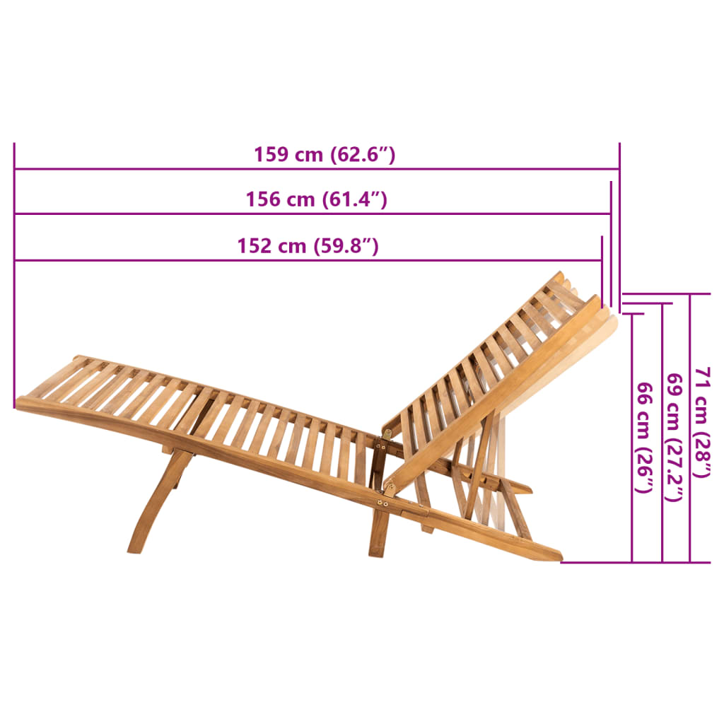 Lettino Prendisole in Legno Massello di Teak - homemem39