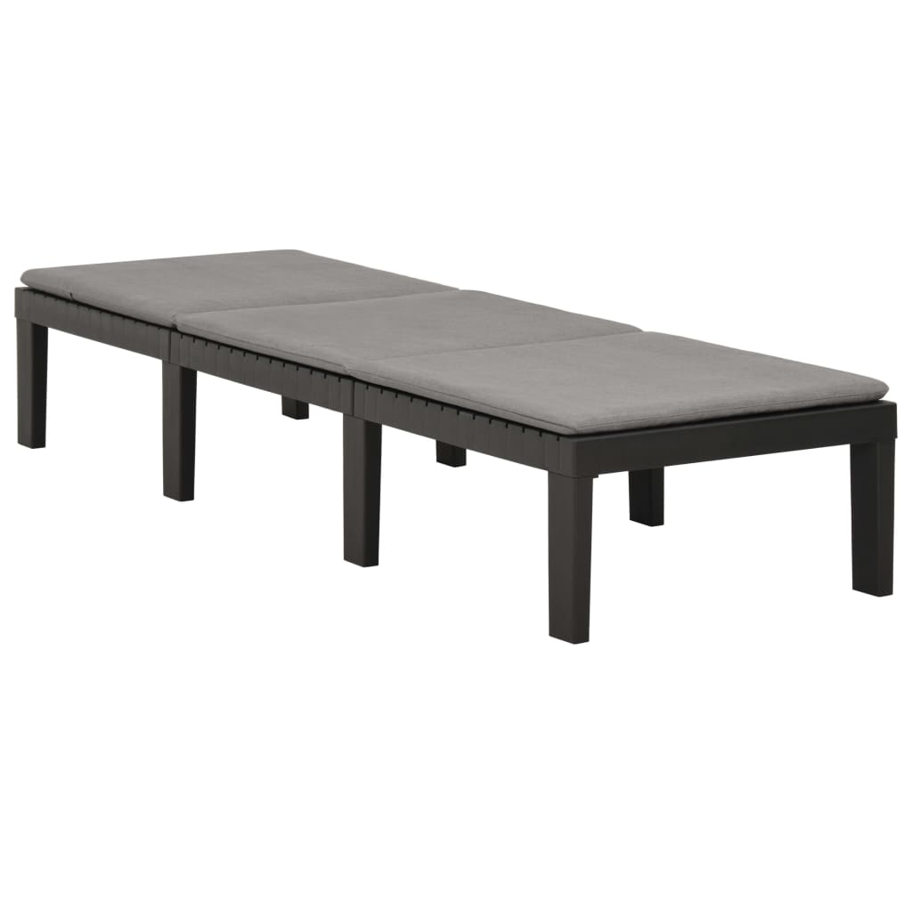Lettino Prendisole con Cuscino in Plastica Antracite - homemem39