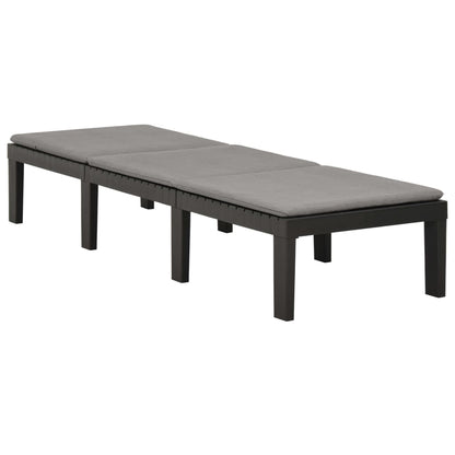 Lettino Prendisole con Cuscino in Plastica Antracite - homemem39