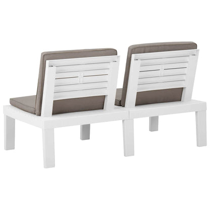 Set Divani da Giardino con Cuscini 2 pz in Plastica Bianco