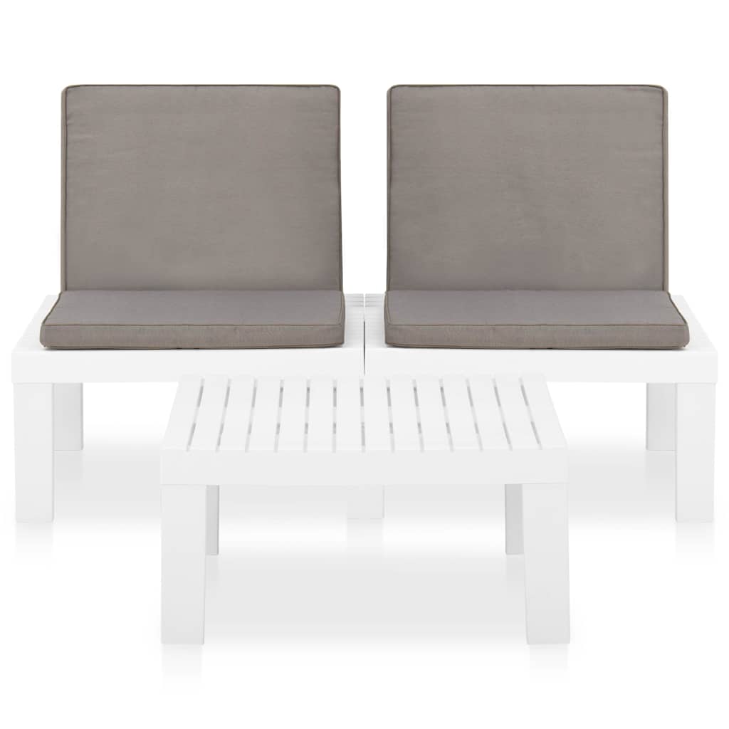 Set Divani da Giardino con Cuscini 2 pz in Plastica Bianco