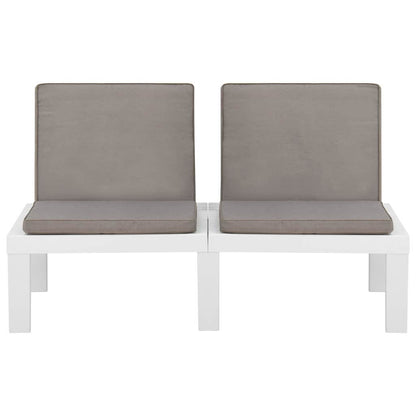 Set Divani da Giardino con Cuscini 2 pz in Plastica Bianco