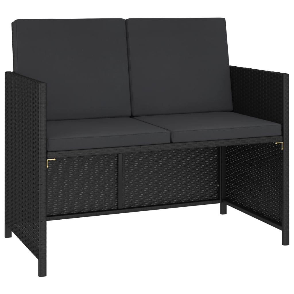 Set da Pranzo da Giardino 6 pz con Cuscini in Polyrattan Nero | homemem39