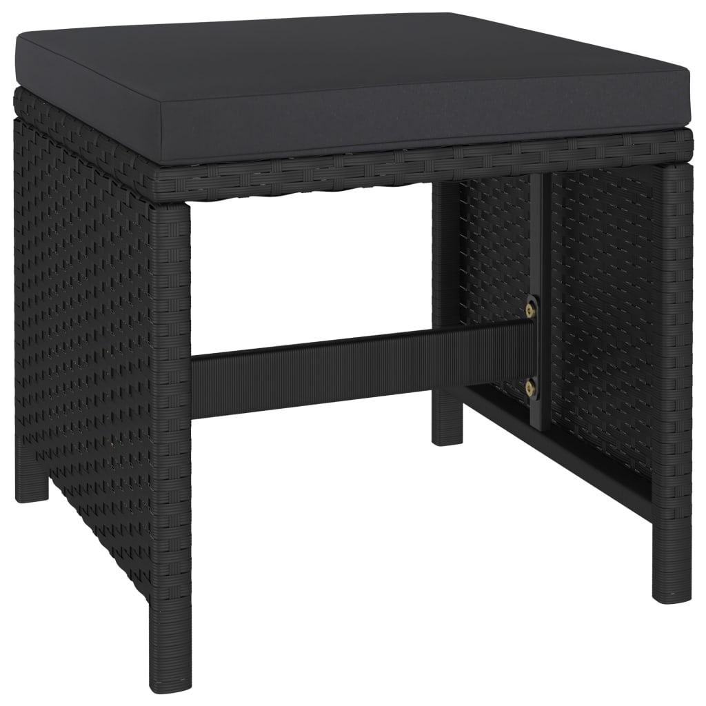 Set da Pranzo da Giardino 6 pz con Cuscini in Polyrattan Nero | homemem39