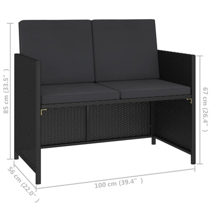 Set da Pranzo da Giardino 6 pz con Cuscini in Polyrattan Nero | homemem39