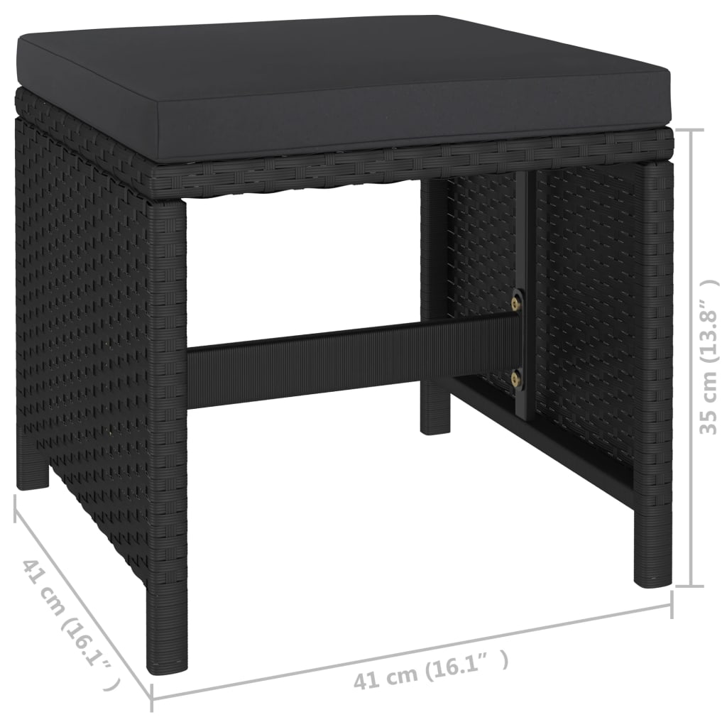 Set da Pranzo da Giardino 6 pz con Cuscini in Polyrattan Nero | homemem39