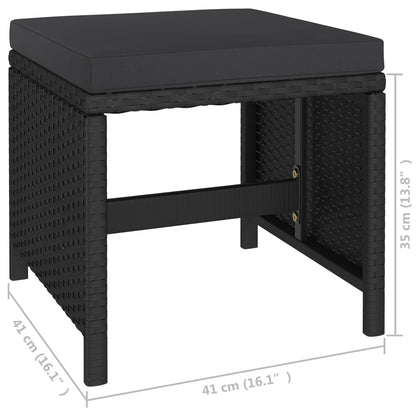Set da Pranzo da Giardino 6 pz con Cuscini in Polyrattan Nero | homemem39