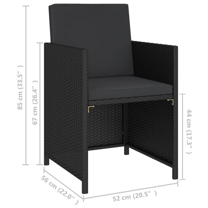 Set da Pranzo da Giardino 6 pz con Cuscini in Polyrattan Nero | homemem39