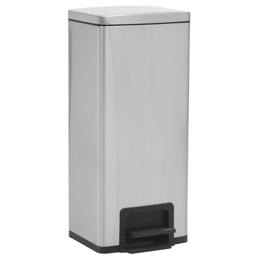 Pattumiera a Pedale Anti-Impronte 30 L Argento in Acciaio Inox - homemem39