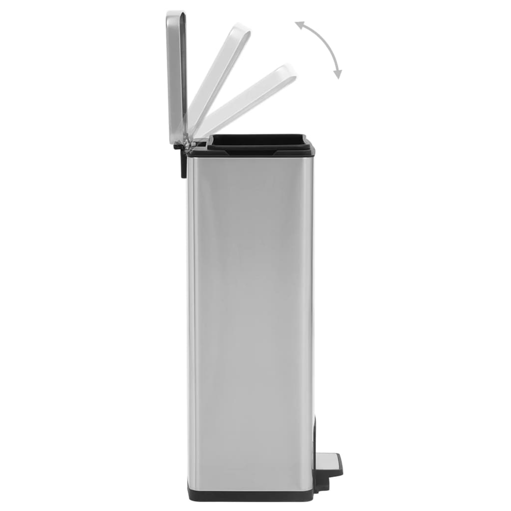 Pattumiera a Pedale Anti-Impronte 30 L Argento in Acciaio Inox - homemem39