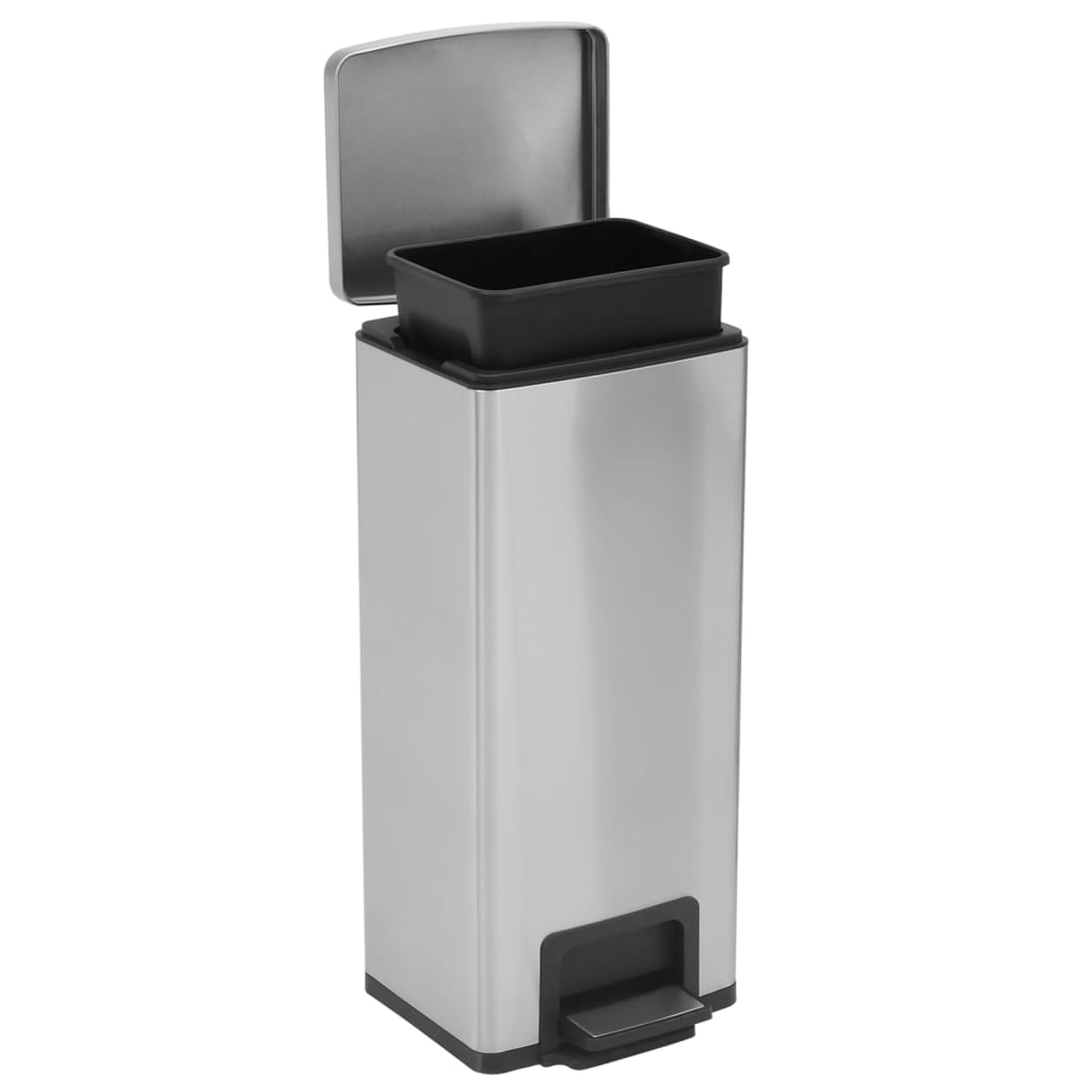 Pattumiera a Pedale Anti-Impronte 30 L Argento in Acciaio Inox - homemem39