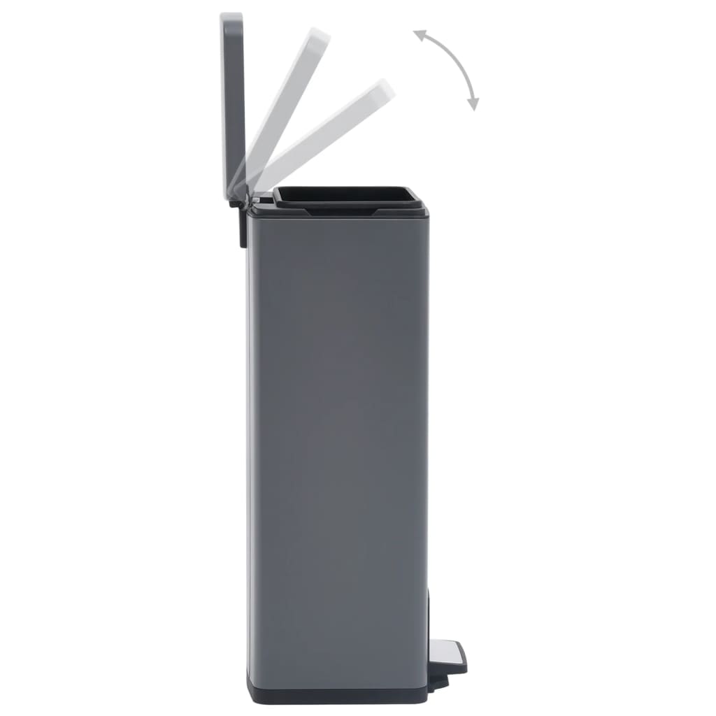 Pattumiera a Pedale Anti-Impronte 30 L Grigia in Acciaio Inox - homemem39