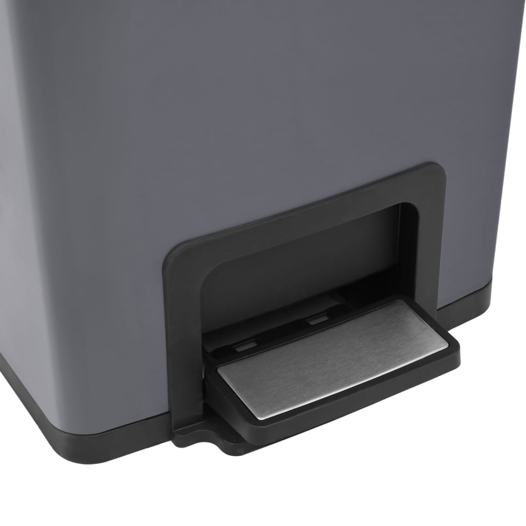 Pattumiera a Pedale Anti-Impronte 30 L Grigia in Acciaio Inox - homemem39