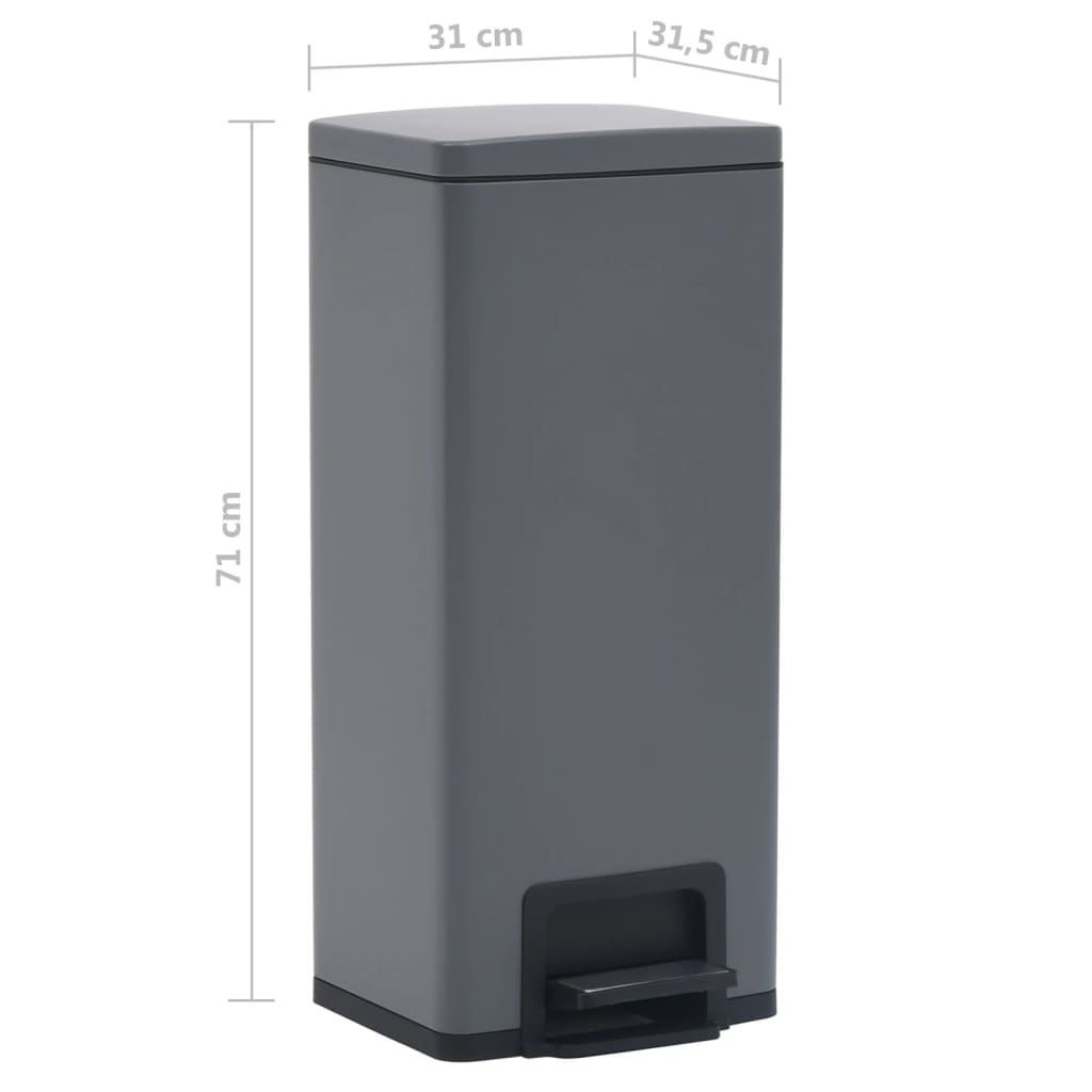 Pattumiera a Pedale Anti-Impronte 30 L Grigia in Acciaio Inox - homemem39