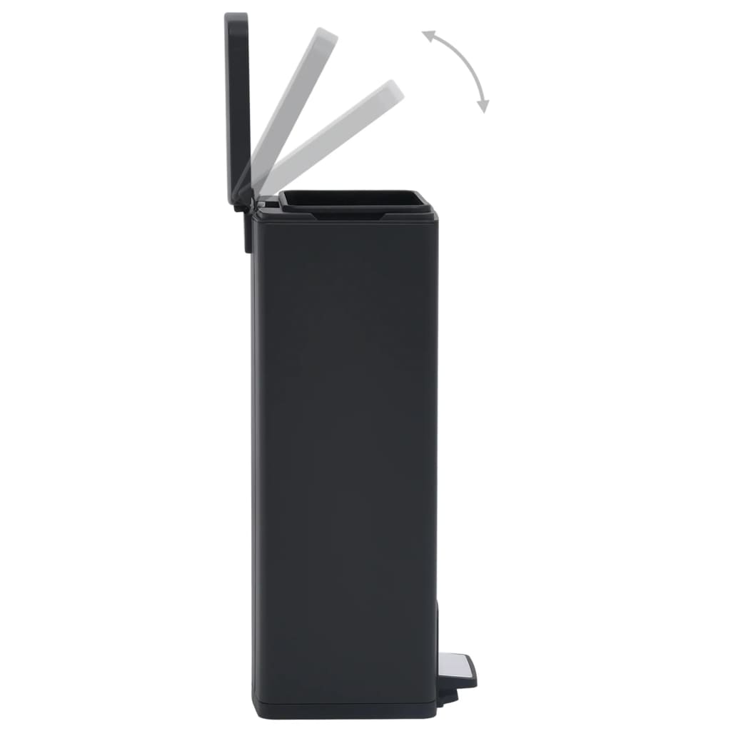 Pattumiera a Pedale Anti-Impronte 30 L Nera in Acciaio Inox - homemem39