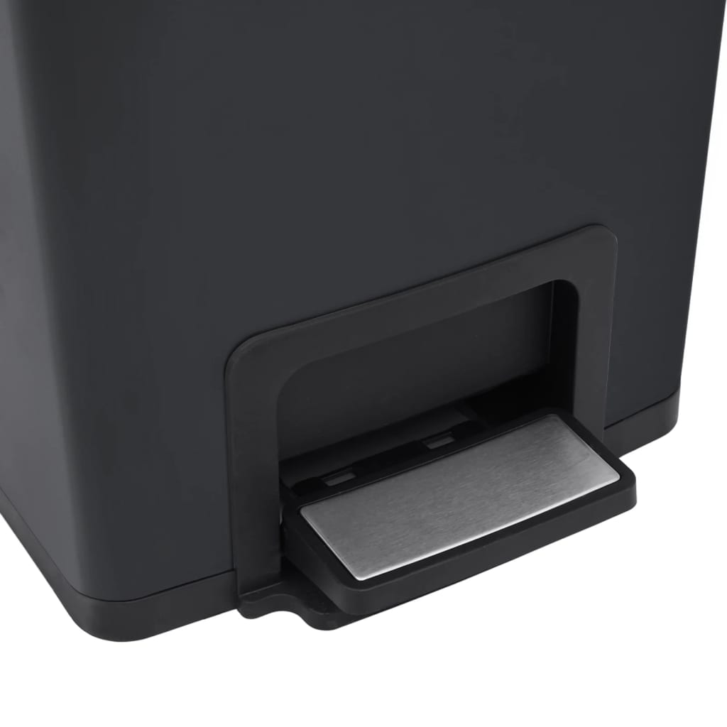 Pattumiera a Pedale Anti-Impronte 30 L Nera in Acciaio Inox - homemem39