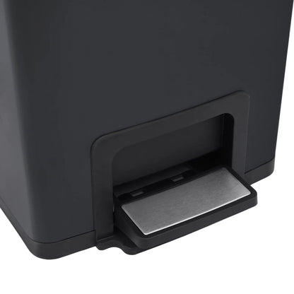 Pattumiera a Pedale Anti-Impronte 30 L Nera in Acciaio Inox - homemem39