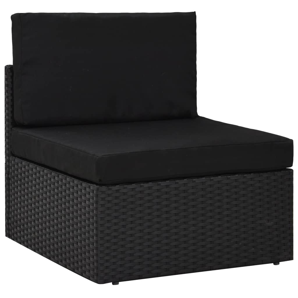 Set Divani da Giardino 9 pz con Cuscini in Polyrattan Nero | homemem39