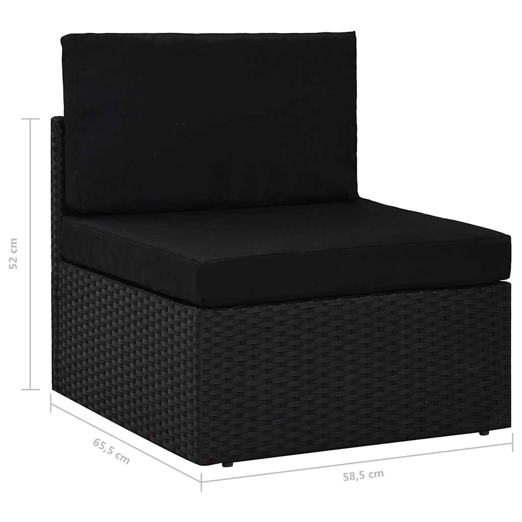 Set Divani da Giardino 6 pz con Cuscini in Polyrattan Nero | homemem39
