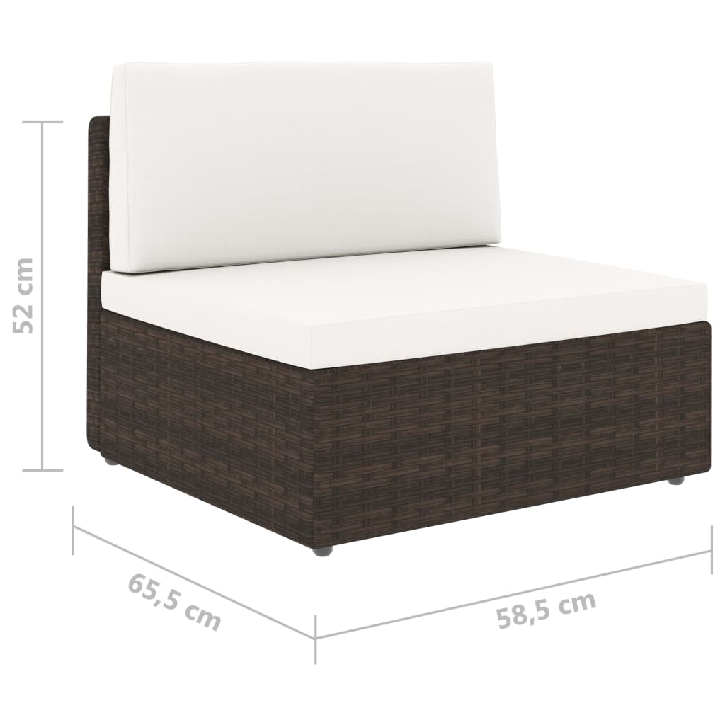 Set Divani da Giardino 5 pz con Cuscini in Polyrattan Marrone | homemem39