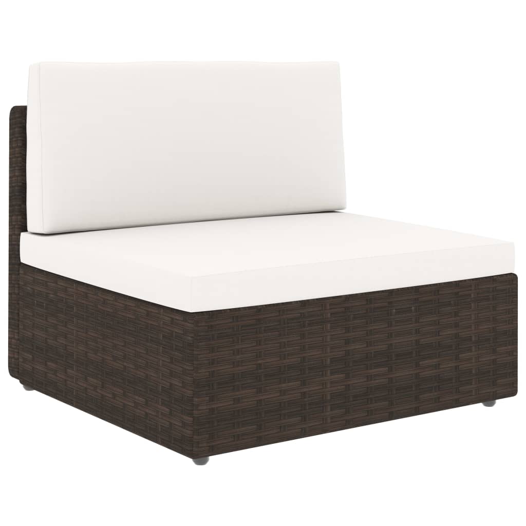 Set Divani da Giardino 6 pz con Cuscini in Polyrattan Marrone | homemem39