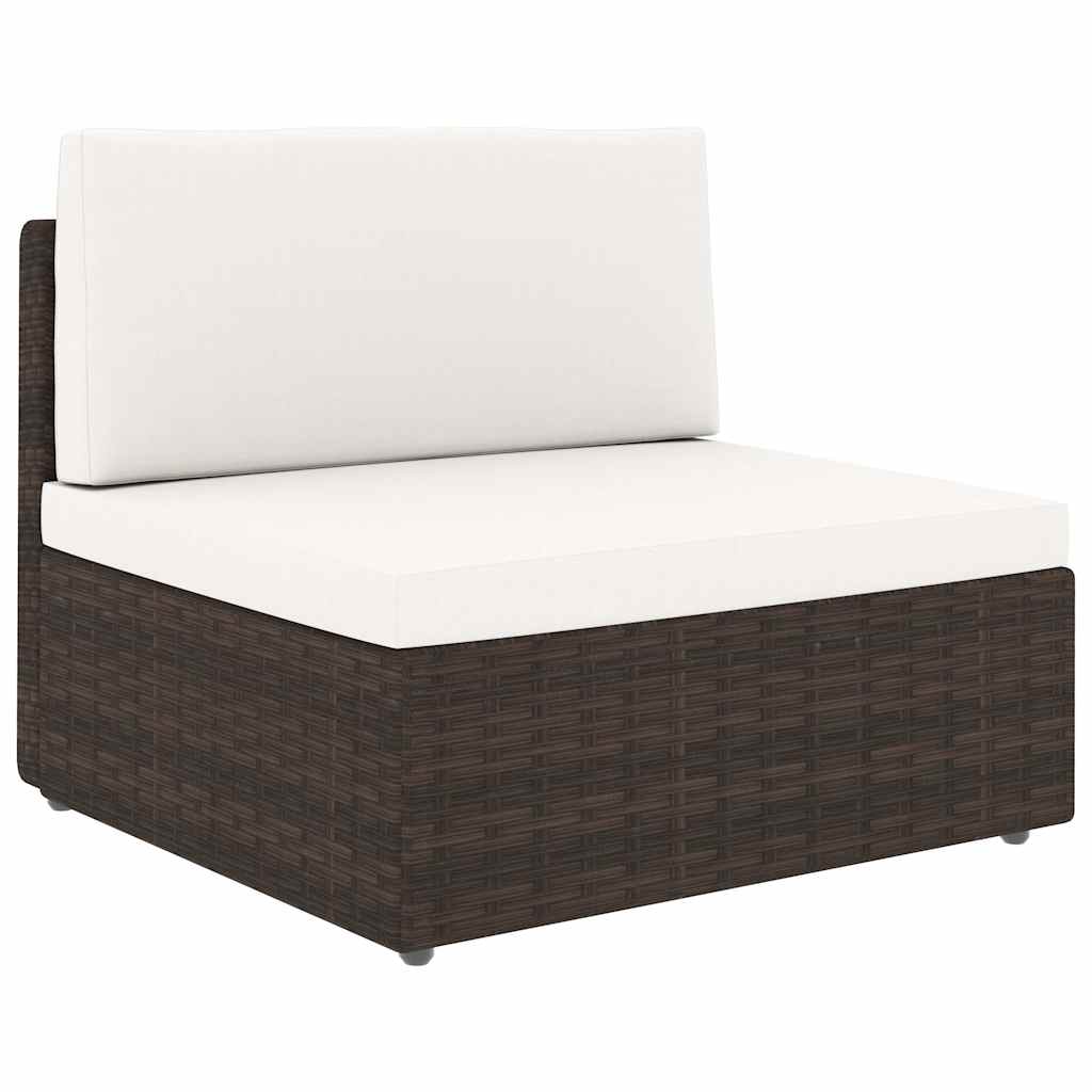 Set Divani da Giardino 6 pz con Cuscini in Polyrattan Marrone