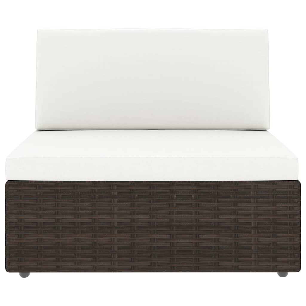 Set Divani da Giardino 6 pz con Cuscini in Polyrattan Marrone