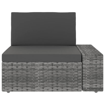 Set Divani da Giardino 7 pz con Cuscini in Polyrattan Grigio | homemem39