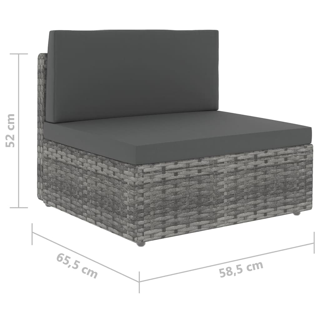 Set Divani da Giardino 7 pz con Cuscini in Polyrattan Grigio | homemem39