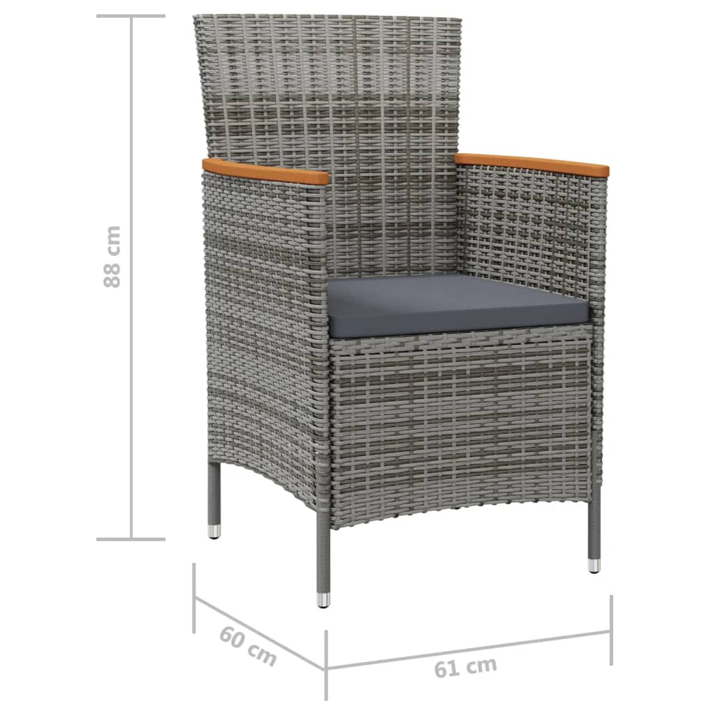 Sedie da Pranzo per Giardino 2 pz in Polyrattan Grigio | homemem39