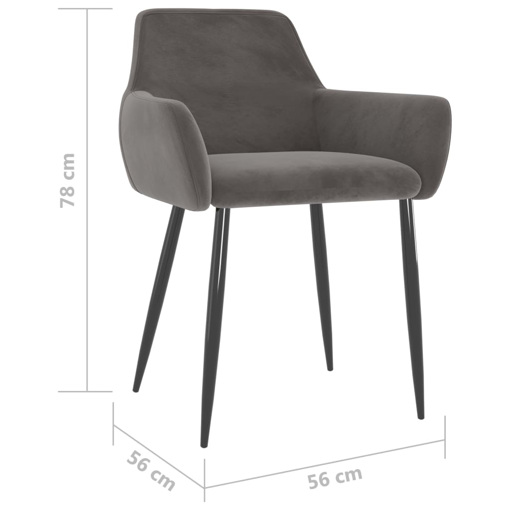 Sedie da Pranzo 4 pz Grigio Scuro in Velluto | homemem39