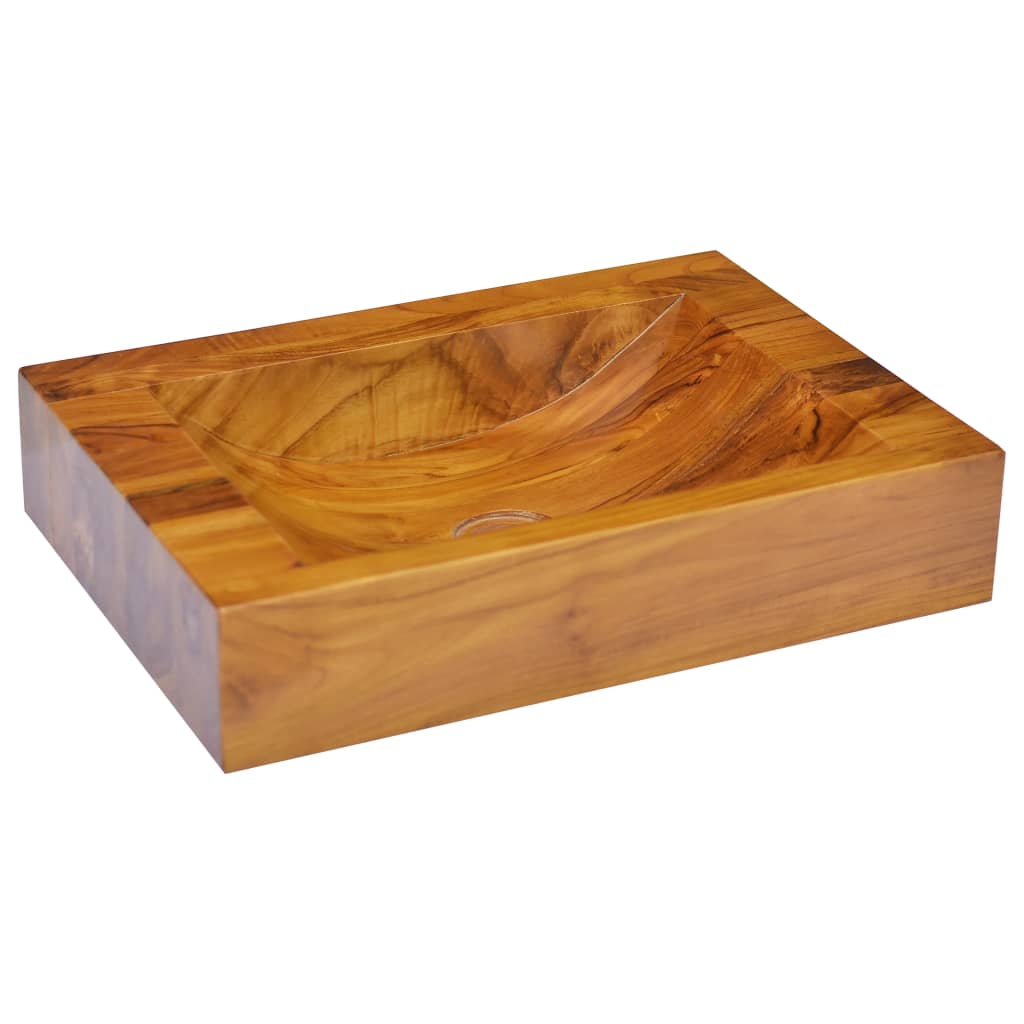 Lavabo in Legno Massello di Teak 50x35x10 cm - homemem39