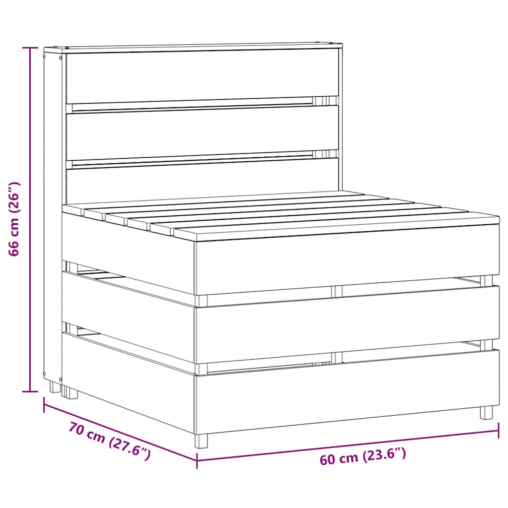 Divano Centrale da Giardino Pallet Legno Pino Impregnato Grigio | homemem39