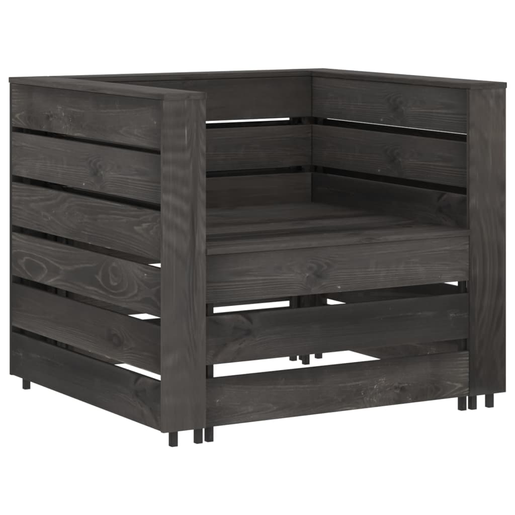 Set Divani da Giardino su Pallet 2 pz in Pino Impregnato Grigio - homemem39