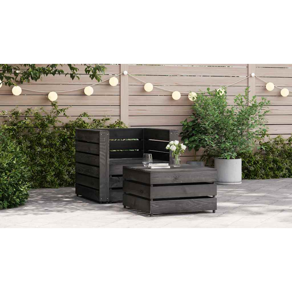 Set Divani da Giardino su Pallet 2 pz in Pino Impregnato Grigio