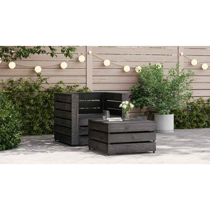Set Divani da Giardino su Pallet 2 pz in Pino Impregnato Grigio