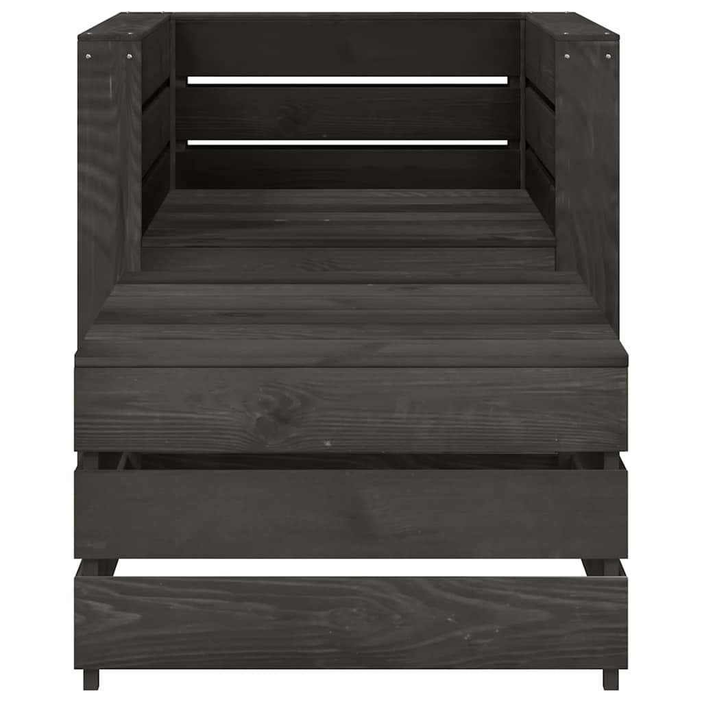 Set Divani da Giardino su Pallet 2 pz in Pino Impregnato Grigio