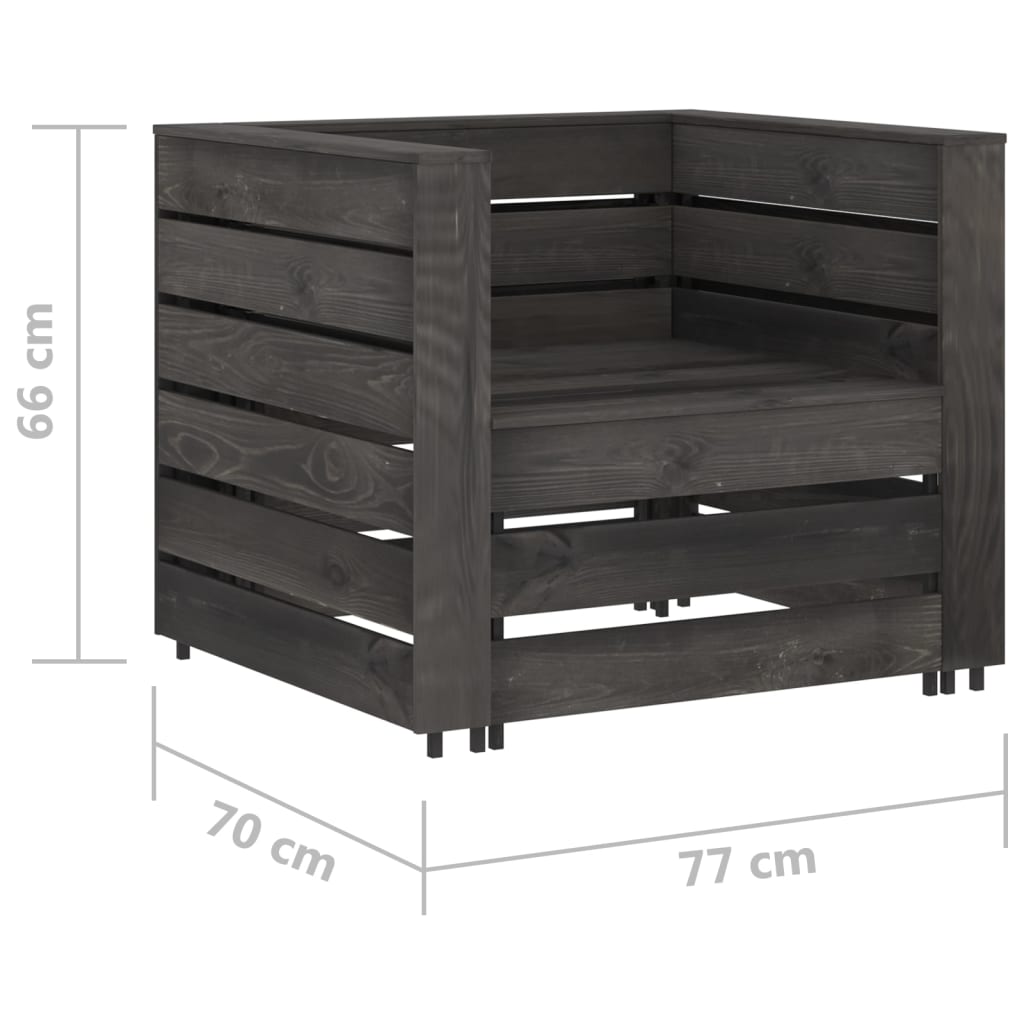 Set Divani da Giardino su Pallet 2 pz in Pino Impregnato Grigio - homemem39