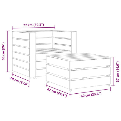 Set Divani da Giardino su Pallet 2 pz in Pino Impregnato Grigio