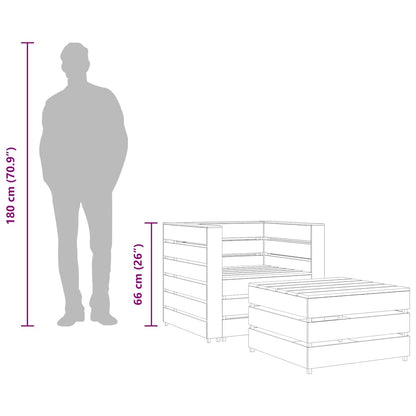 Set Divani da Giardino su Pallet 2 pz in Pino Impregnato Grigio