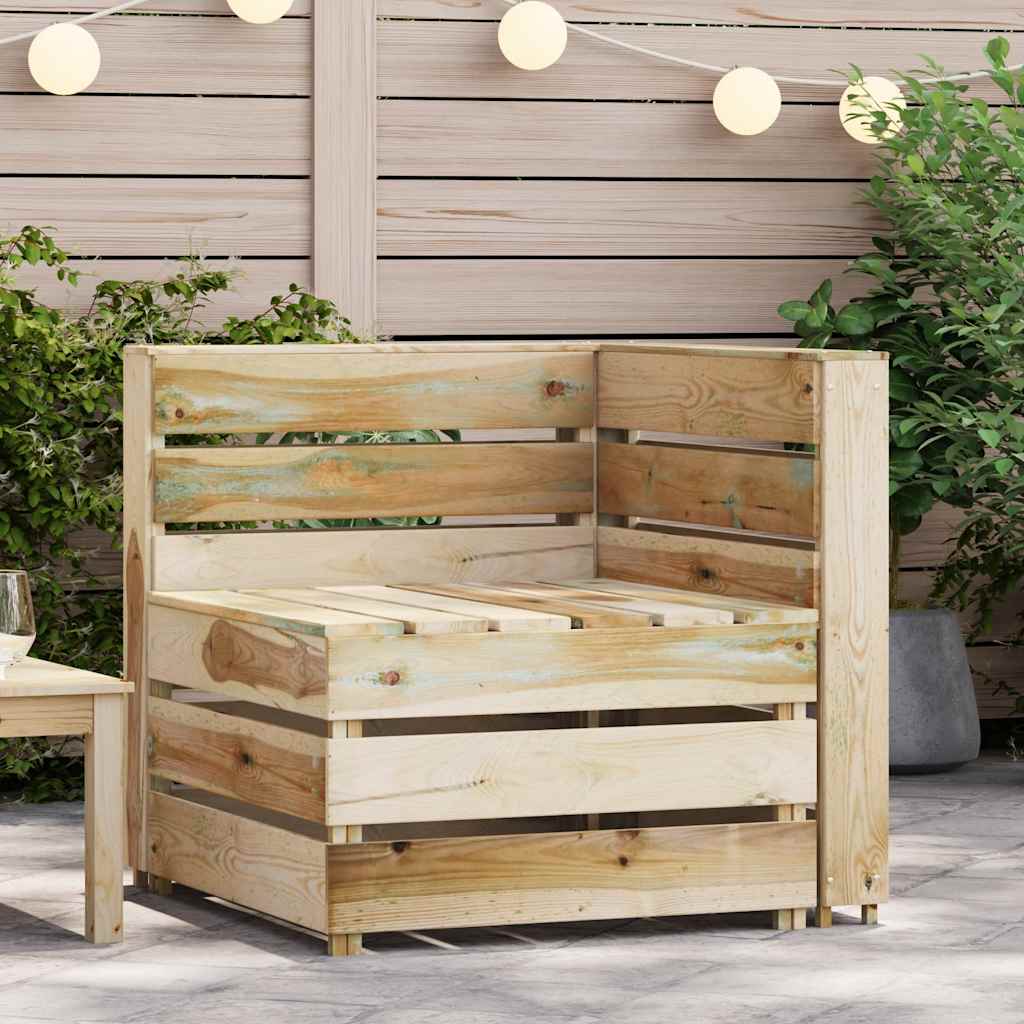Divano Angolare da Giardino su Pallet Legno di Pino Impregnato