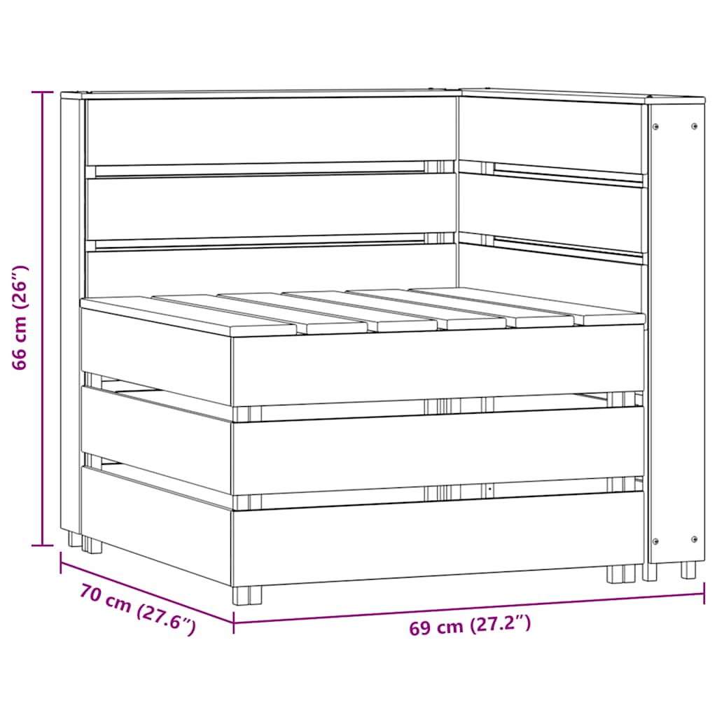 Divano Angolare da Giardino su Pallet Legno di Pino Impregnato