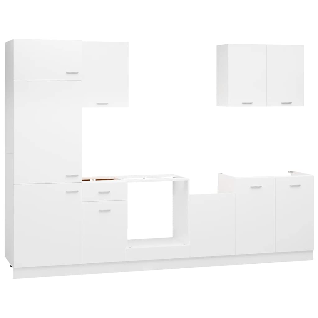 Set Armadi da Cucina 7 pz Lyon Bianco in Truciolato | homemem39
