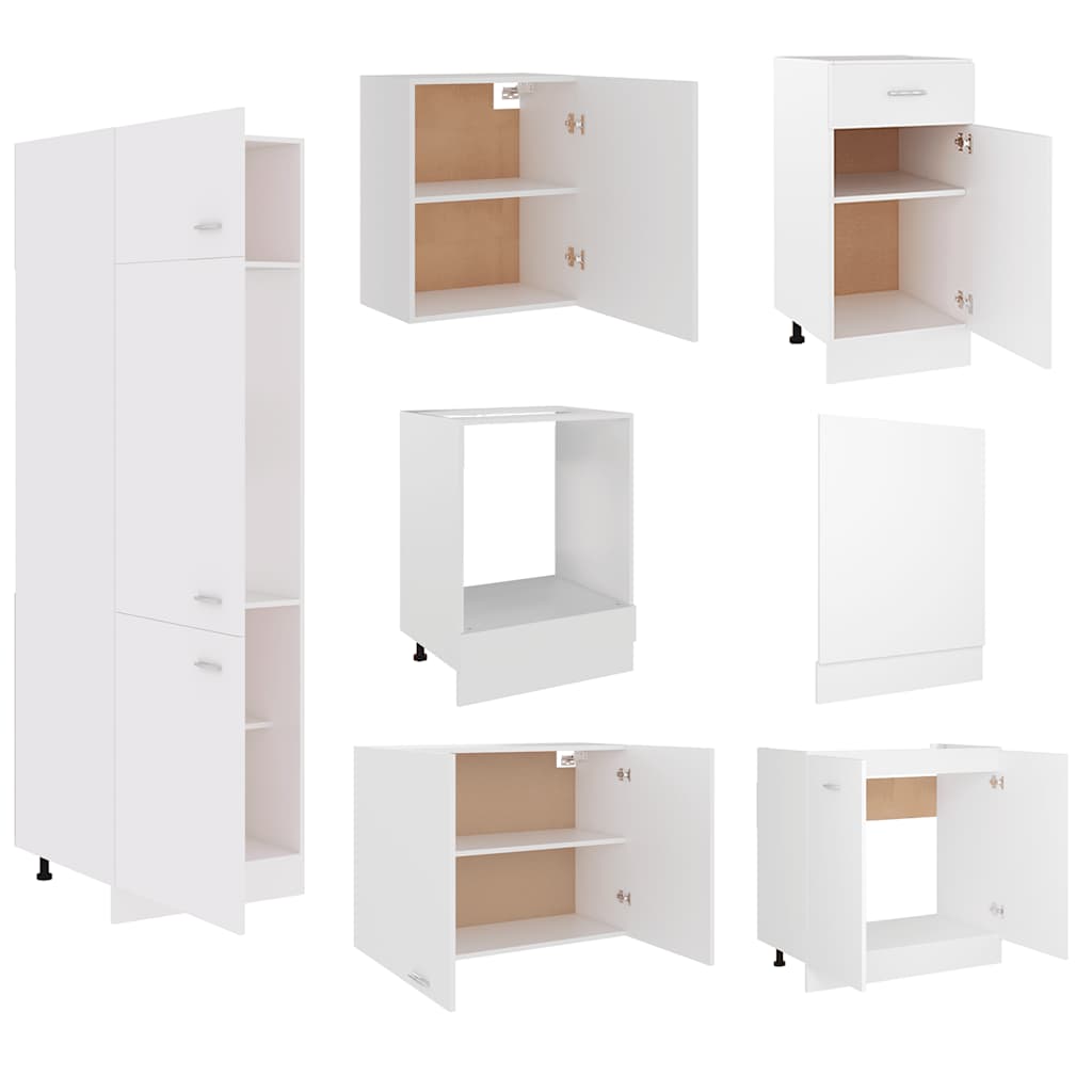 Set Armadi da Cucina 7 pz Lyon Bianco in Truciolato | homemem39
