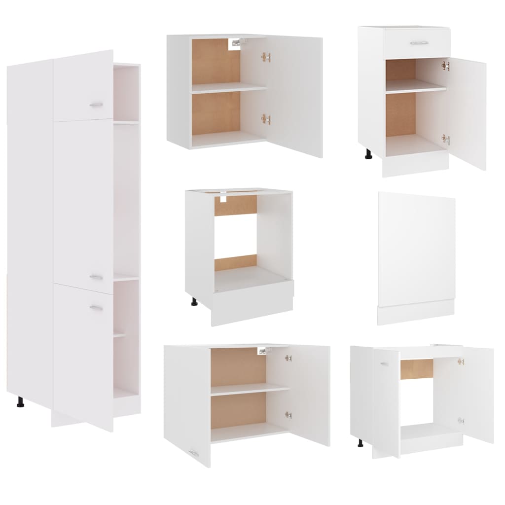 Set Armadi da Cucina 7 pz Bianco in Truciolato - homemem39